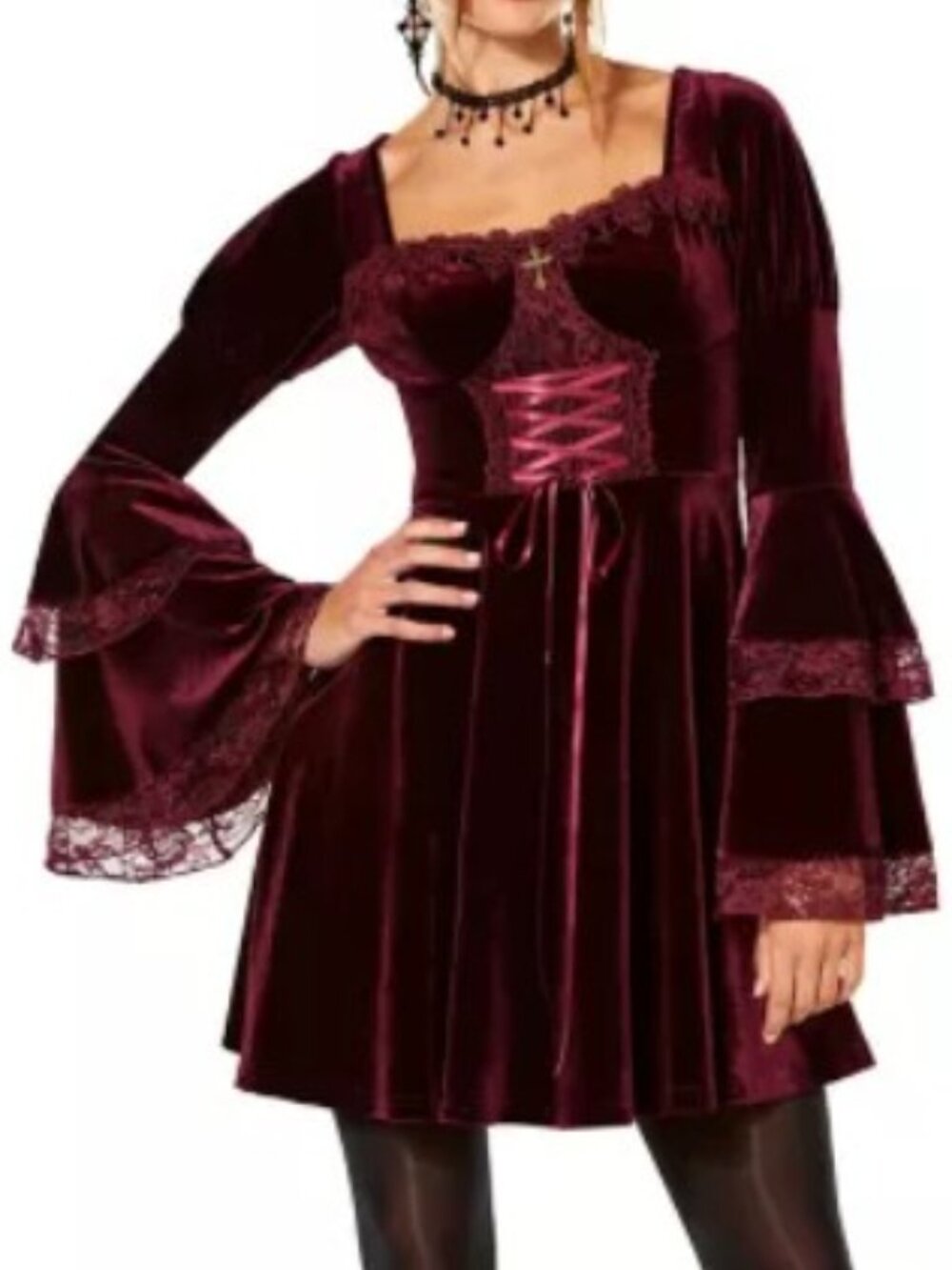 Spirit Halloween Adult Burgundy Vampire Dress Costume NWT M 8-10